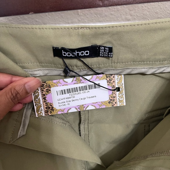 NWT BOOHOO Buckle Side Skinny Trousers SZ 12 - Picture 3 of 5